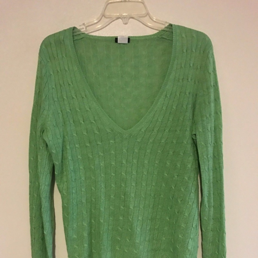 J.CREW CABLE KNIT V-NECK LINEN PULLOVER - M - Picture 2 of 5